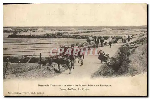 Ansichtskarte AK Folklore Marais Salants Presqu&#39ile Croisicaise A travers les marais salants du Pouliguen Bour