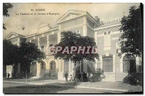 Cartes postales Banque Digne Le theatre et la Caisse d&#39Epargne