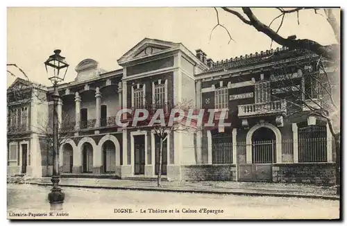Cartes postales Banque Digne Le theatre et la Caisse d&#39Epargne