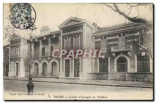 Cartes postales Banque Digne Caisse d&#39Epargne et Theatre