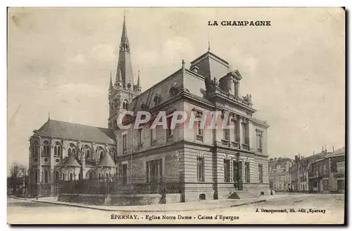 Cartes postales Banque Epernay Eglise Notre Dame Caisse d&#39Epargne