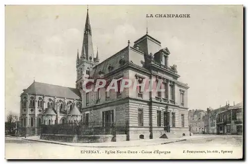 Cartes postales Banque Epernay Eglise Notre Dame Caisse d&#39Epargne