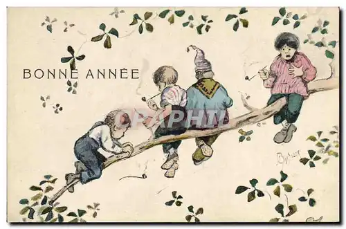 Cartes postales Fantaisie Illustrateur Enfants Pipe