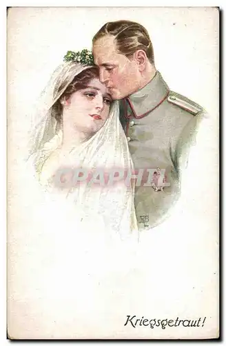 Ansichtskarte AK Fantaisie Illustrateur Mariage Soldat Militaria