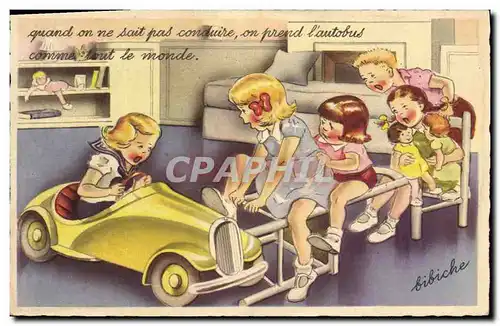 Ansichtskarte AK Fantaisie Illustrateur Enfants Bibiche Automobile