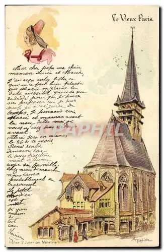 Cartes postales Le Vieux Paris Eglise St Julien des Menetriers