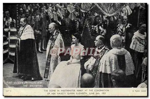 Cartes postales The Queen prepares for the anointing Westminster Abbay et the coronation