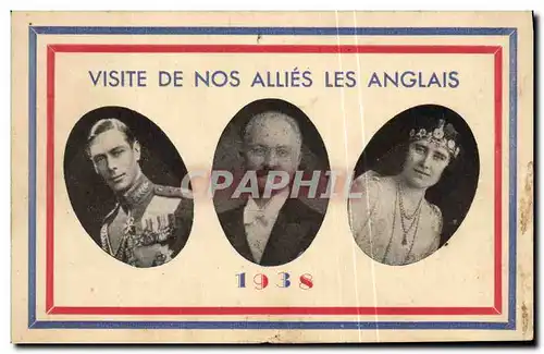 Cartes postales Visite de nos allies les anglais 1938