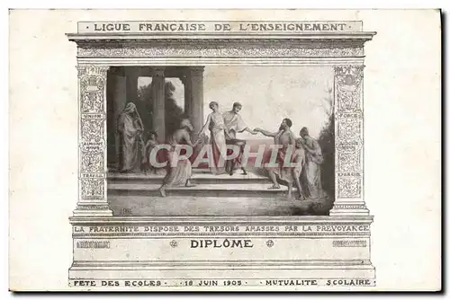 Cartes postales Ligue francaise de l&#39enseignement Diplome Fete des Ecoles 16 juin 1905 Mutualite scolaire