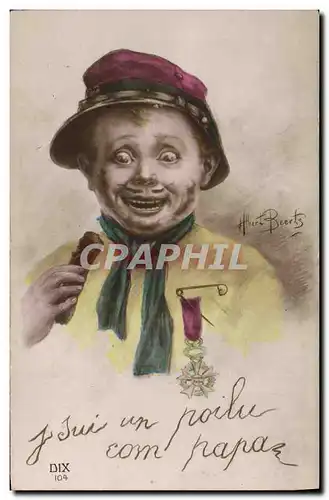 Cartes postales Militaria Medaille Je suis un poilu comme Papa