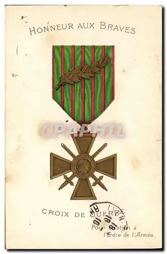 Cartes postales Militaria Medaille Croix de guerre