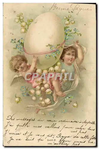 Cartes postales Fantaisie Ange Anges Oeuf Muguet