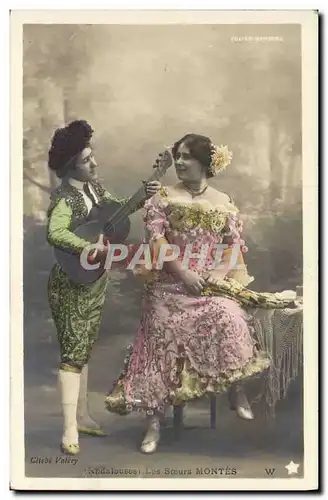 Cartes postales Theatre Paris folies Bergeres Andalouses Les soeurs Montes Guitare