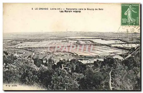 Cartes postales Folklore Marais salants Le Croisic Panorama vers le Bourg de Batz