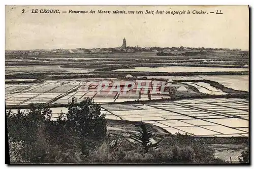 Cartes postales Folklore Marais salants Le Croisic Panorama vue vers Batz