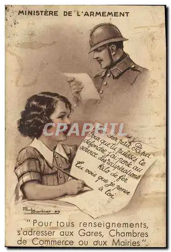 Cartes postales Fantaisie Illustrateur Enfant Ministere de l&#39armement Militaria