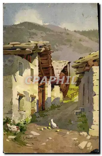 Cartes postales Fantaisie Illustrateur Une rue a Entreves Courmayeur Bonelli