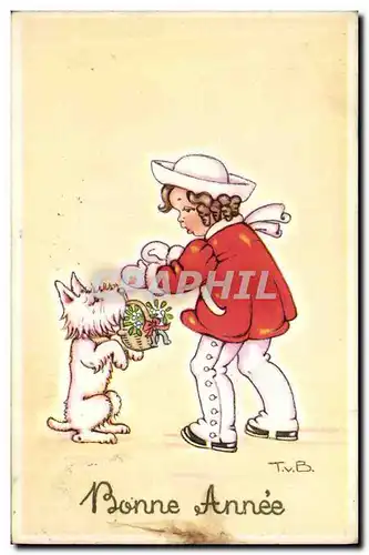 Cartes postales Fantaisie Illustrateur Enfant Chien