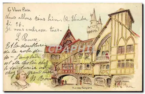 Cartes postales Vieux Paris Rue des remparts