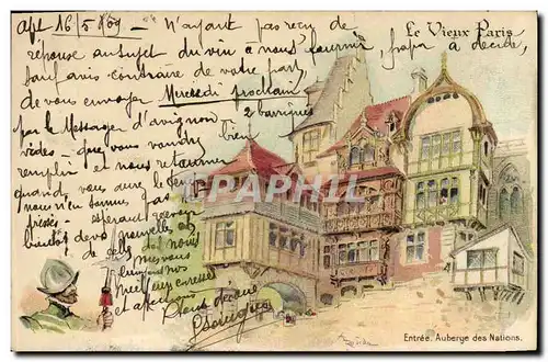 Cartes postales Vieux Paris Entree Auberge des Nations