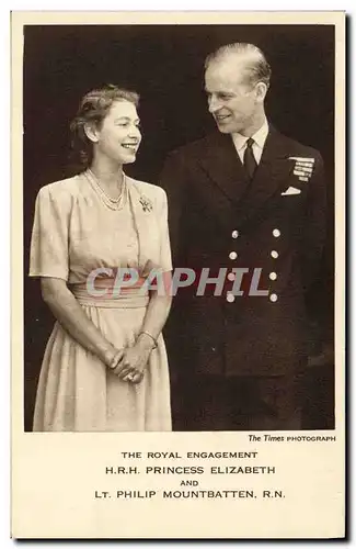 Cartes postales The Royal Engagement HRH Princess Elizabeth and Lt Philip Mountbatten RN