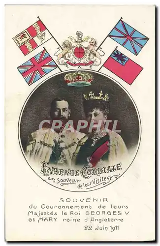 Cartes postales Entente Cordiale Roi Georges V et Mary Reine D&#39Angleterre