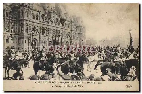 Cartes postales Visite des souverains anglais a Paris 1914 Le cortege de l&#39hotel de ville