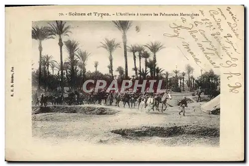 Cartes postales Militaria L&#39artillerie a travers les palmeraies marocaines