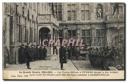 Cartes postales Militaria Les Turcos defilant a Furnes devant le roi Albert Ramscapelle