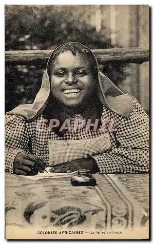 Ansichtskarte AK Negre Femme noire Colonies africaines La lettre au fiance