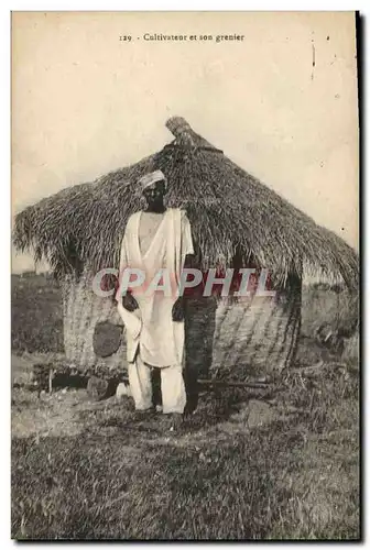 VINTAGE POSTCARD Negro black Man Farmer and his attic���