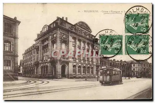 Ansichtskarte AK Banque Mulhouse Caisse d&#39Epargne Tramway