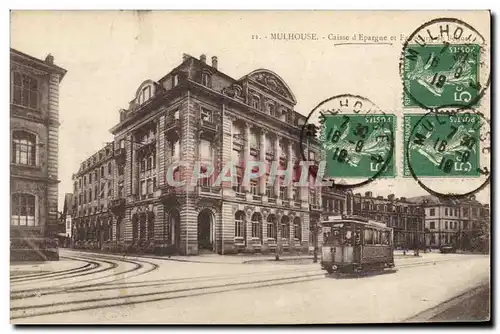 Cartes postales Banque Mulhouse Caisse d&#39Epargne Tramway
