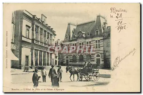 Cartes postales Banque Moulins L&#39hotel de ville et la Caisse d&#39Epargne