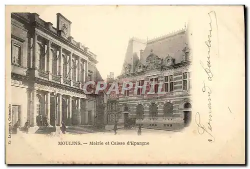 Cartes postales Banque Moulins Mairie et Caisse d&#39Epargne