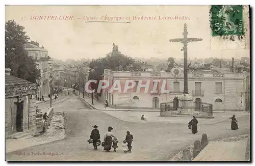 Ansichtskarte AK Banque Montpellier Caisse d&#39Epargne et Boulevard Ledru Rollin