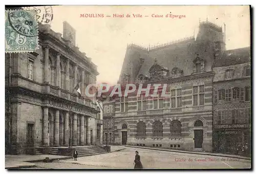 Cartes postales Banque Moulins Hotel de Ville Caisse d&#39Epargne