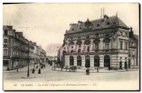 Cartes postales Banque Le Mans la Caisse d&#39Epargne et le boulevard Levasseur