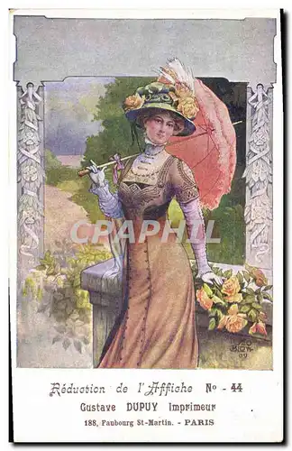 Cartes postales Fantaisie Illustrateur Femme Ombrelle