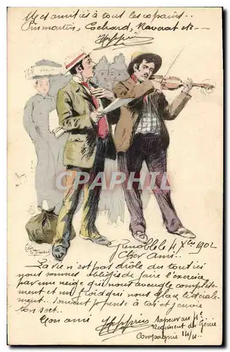 Cartes postales Fantaisie Illustrateur Violon Musique