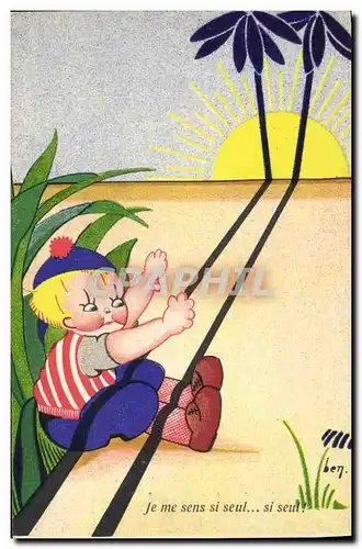 Cartes postales Fantaisie Illustrateur Enfant au soleil Ben