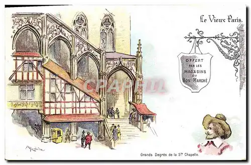 Cartes postales Fantaisie Illustrateur Le Vieux Paris Grands degres de la Sainte Chapelle