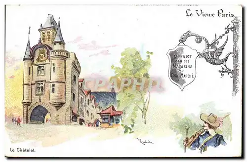 Cartes postales Fantaisie Illustrateur Le Vieux Paris Le Chatelet