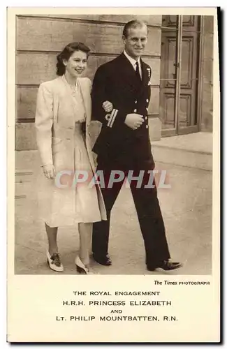 Cartes postales The royal Engagement HRH Princess Elizabeth and Lt Philip Montbatten RN