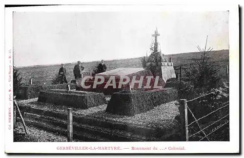 Cartes postales Militaria Gerbeviller La Martyre Monument du Colonial