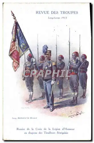 Cartes postales Militaria Revue des Troupes Longchamps 1913 Remise de la Lehion d&#39honneur