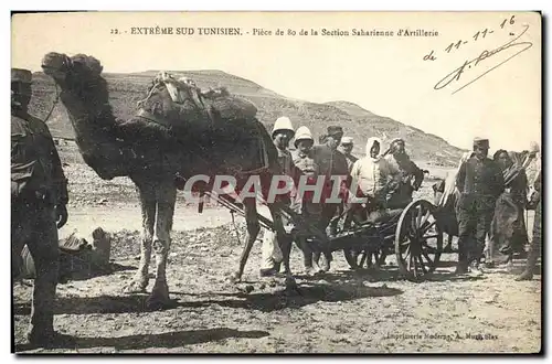 Cartes postales Militaria Extreme Sud Tunisien Piece de 80 de la section Saharienne d&#39artillerie