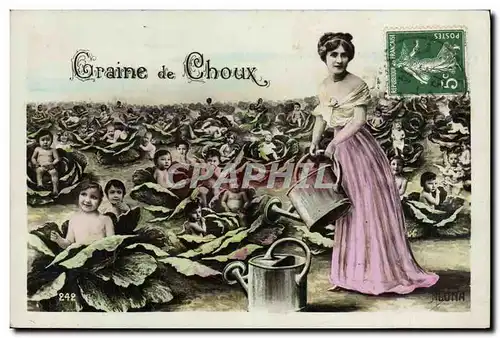 Cartes postales Fantaisie Enfants Bebe Femme Graine de Choux