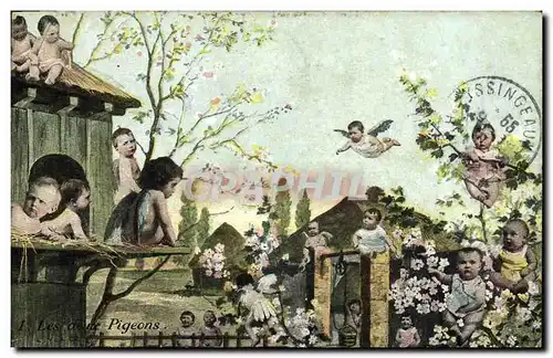 Cartes postales Fantaisie Enfants Bebe Les deux pigeons