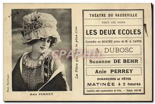Cartes postales Theatre de Vaudeville Les Deux Ecoles Anie Perrey Dubosc Suzabbe de Behr